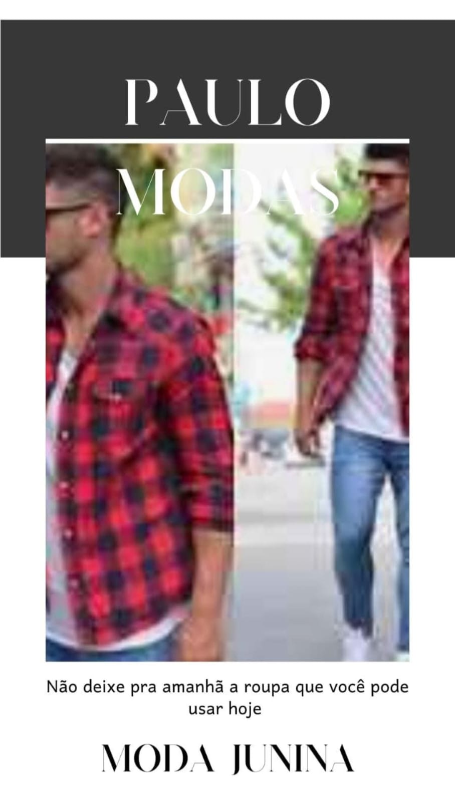 Arte da Paulo Modas com moda junina masculina e camisa xadrez